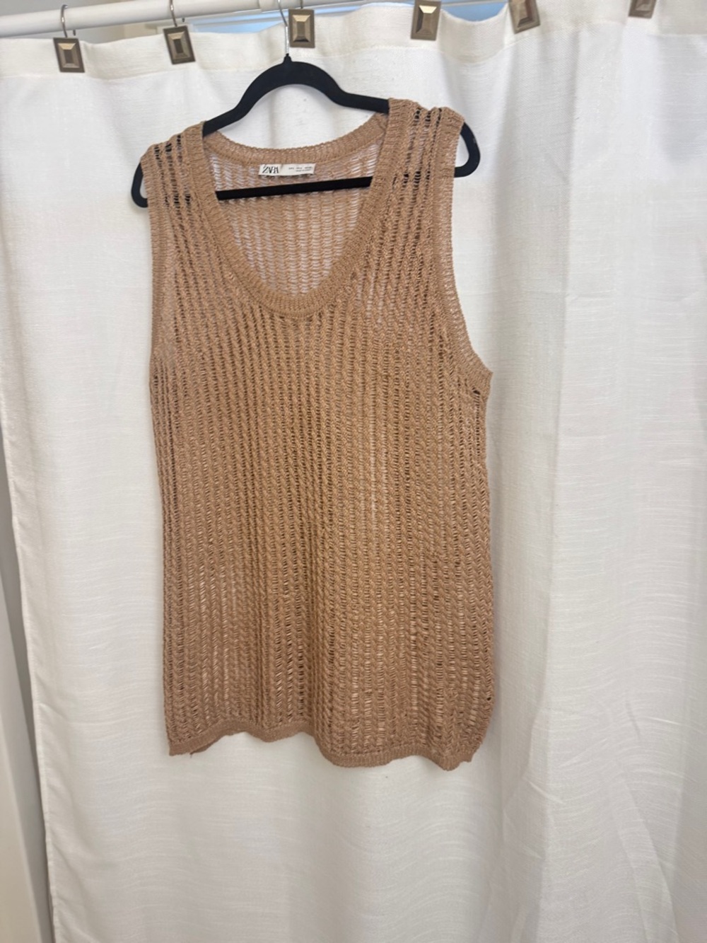 Zara Oversized Open Knit Bohemian Tank Tunic – Size Large - Picture 2 of 8